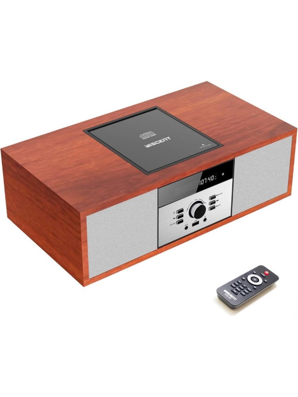 Vintage Bluetooth Stereo System with CD Player, FM Radio, USB & Aux-in Ports